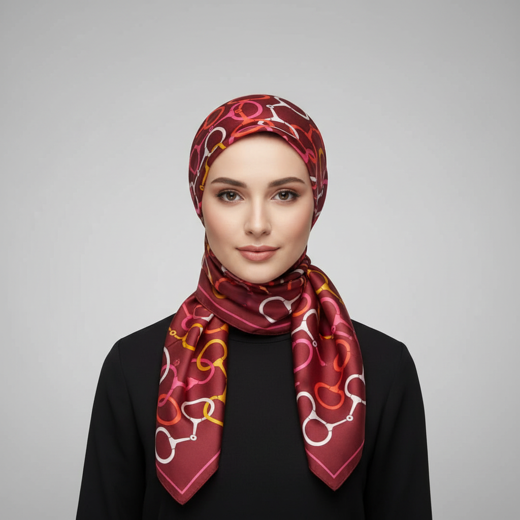 Burgundy Chain Headscarf